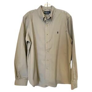 Ralph Lauren Polo Mens XL Gray Button Down Shirt Custom Fit Long Sleeve